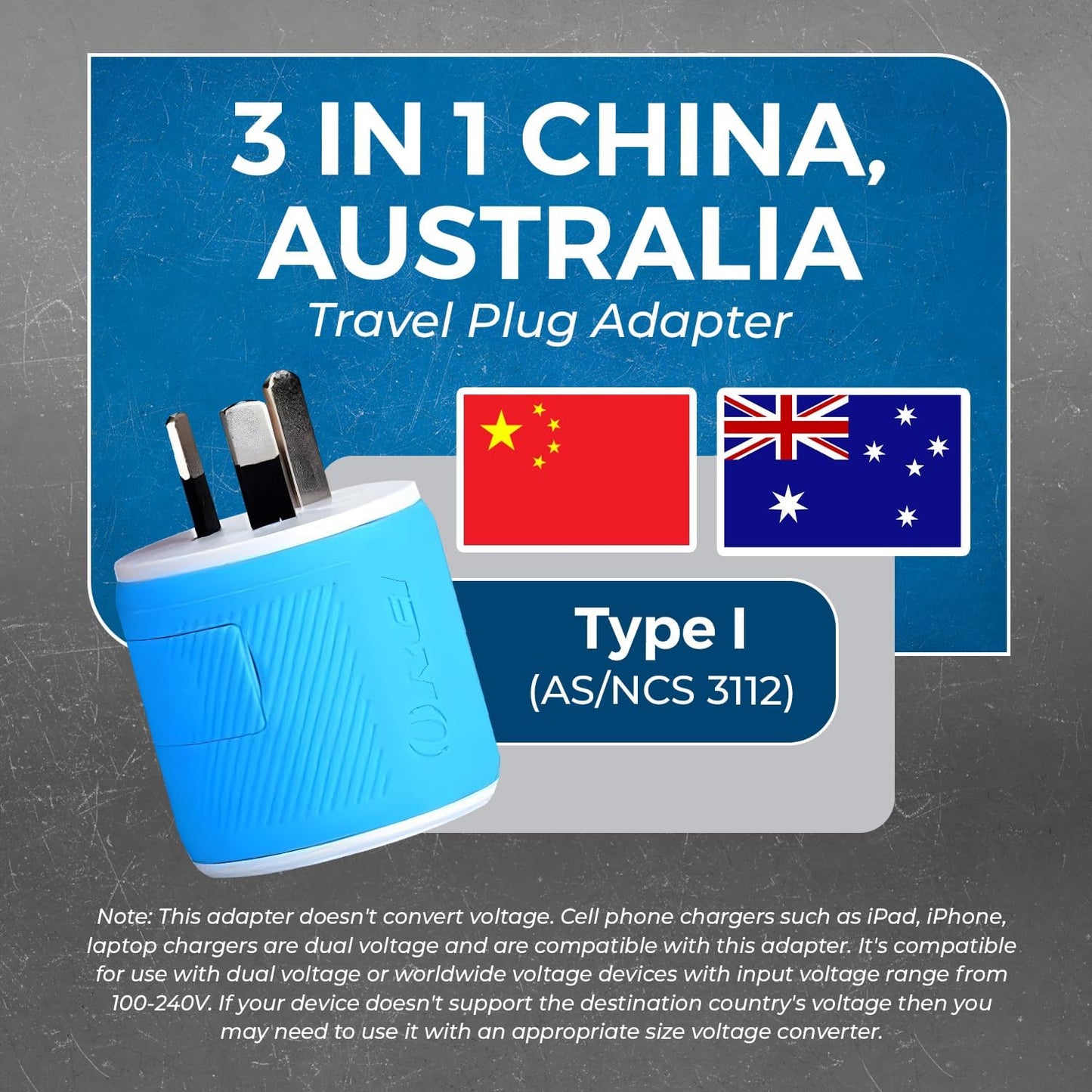 Australia, New Zealand, China Travel Plug Adapter by with Dual USB + Surge Protection - Type I (U2U-16), Will Work with Cell Phones, Camera, Laptop, Tablets, Ipad, Iphone and More